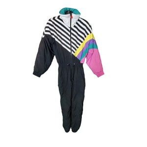 Mistral Vintage 80s Womens Ski Suit Black sz 10/12